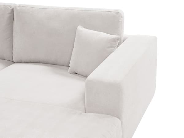 Vänster 3-sits hörnsoffa Vit tygklädd Track Armstöd Extra kuddar Minimalistisk modern stil