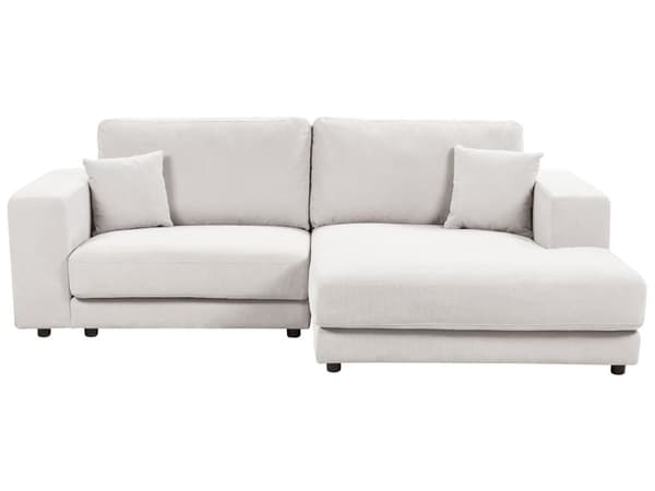 Vänster 3-sits hörnsoffa Vit tygklädd Track Armstöd Extra kuddar Minimalistisk modern stil