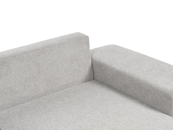 Hjørnesofa lysegrå 3-personers polstret stof venstre opbevaringsplads dekorative puder moderne stil