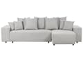 Miniatyrbillede 1 af 11: Hjørnesofa lysegrå 3-personers polstret stof venstre opbevaringsplads dekorative puder moderne stil