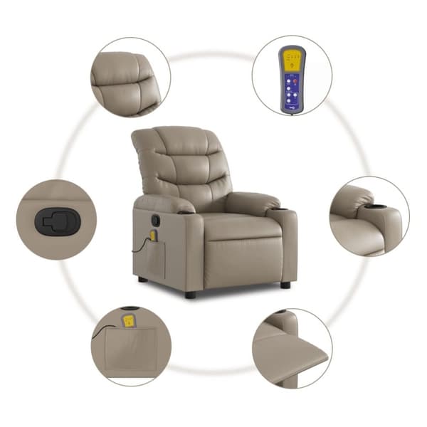 vidaXL Massagefåtölj cappuccino konstläder