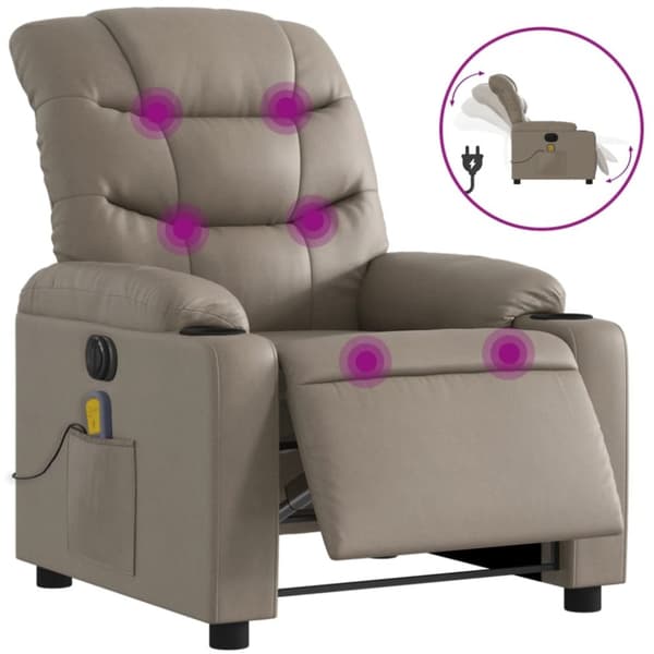 vidaXL Elektrisk massagefåtölj cappuccino konstläder