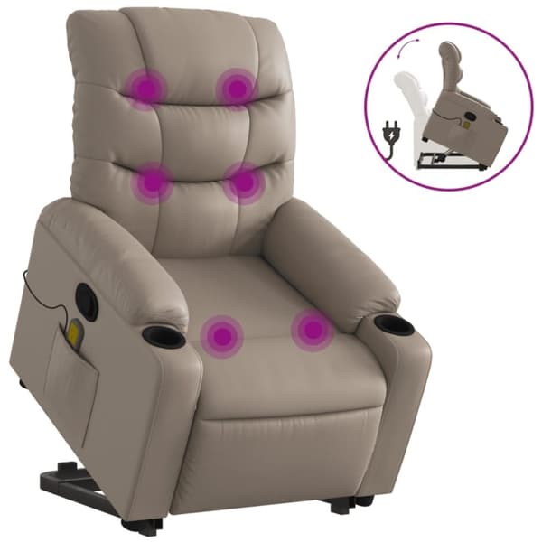 vidaXL Massagefåtölj med uppresningshjälp cappuccino konstläder