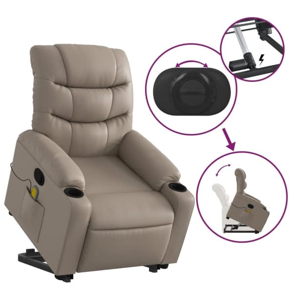 vidaXL løftestol med massagefunktion kunstlæder cappuccino