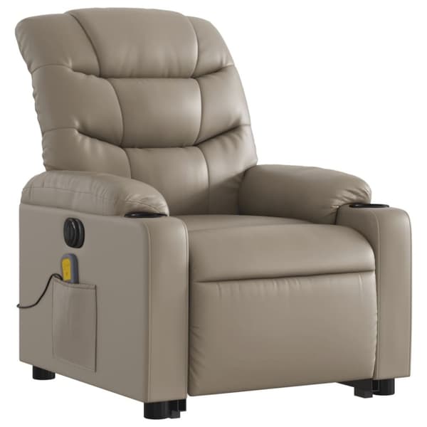 vidaXL Massagefåtölj med uppresningshjälp cappuccino konstläder