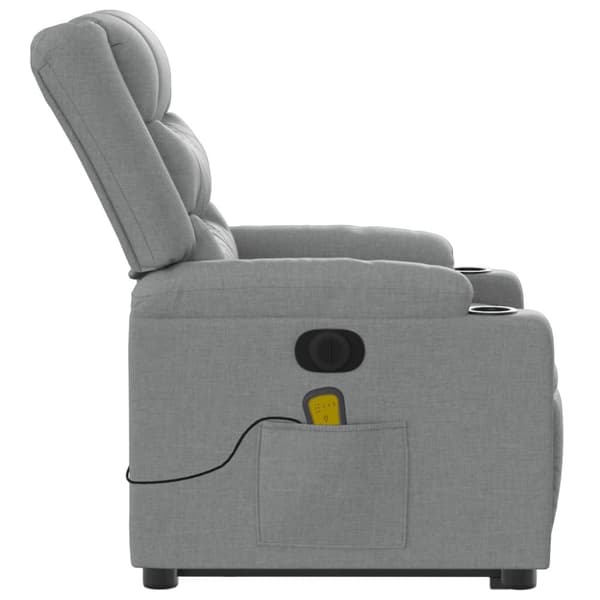 vidaXL Elektrisk massagefåtölj med uppresningshjälp ljusgrå tyg