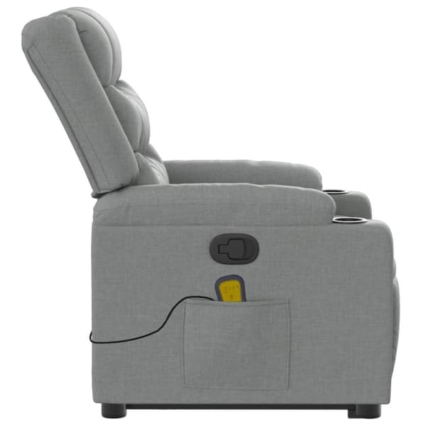 vidaXL Massagefåtölj med uppresningshjälp ljusgrå tyg