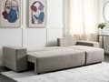 Miniatyrbillede 4 af 11: Sovesofa med Chaiselong Taupe 3 Personers Sofa L Formet Dyb Sofaseng Siddemøbel Blød Stofsofa Design Hjørnesovesofa med Opbevaring