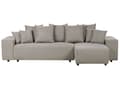 Miniatyrbillede 1 af 11: Sovesofa med Chaiselong Taupe 3 Personers Sofa L Formet Dyb Sofaseng Siddemøbel Blød Stofsofa Design Hjørnesovesofa med Opbevaring