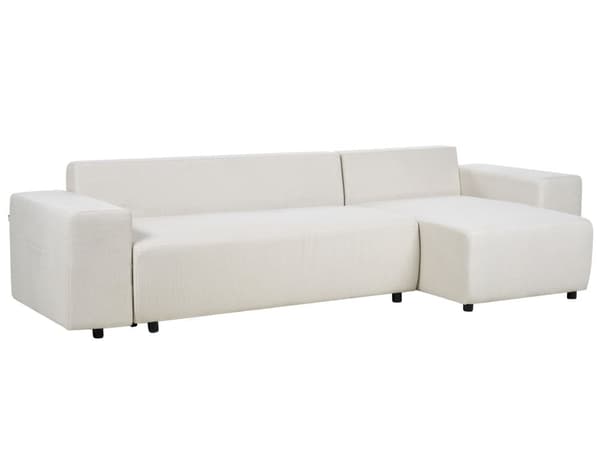 Sovesofa med Chaiselong Beige 3 Personers Sofa L Formet Dyb Sofaseng Siddemøbel Blød Stofsofa Design Hjørnesovesofa med Opbevaring