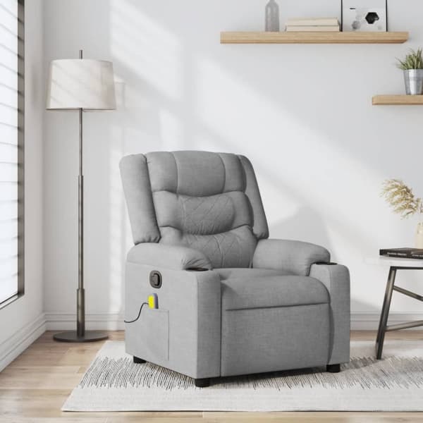 vidaXL massagestol stof lysegrå