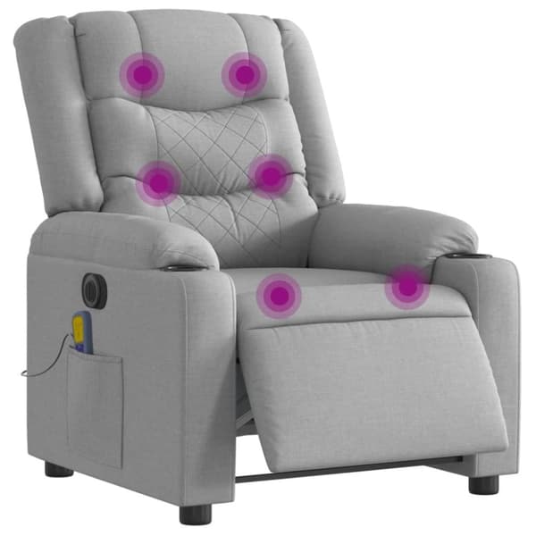 vidaXL Elektrisk massagefåtölj ljusgrå tyg