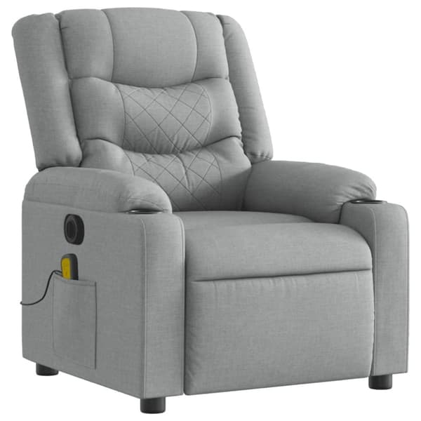 vidaXL Elektrisk massagefåtölj ljusgrå tyg