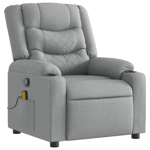 vidaXL Massagefåtölj ljusgrå tyg