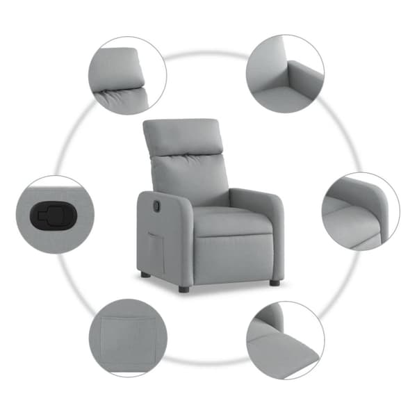 vidaXL Reclinerfåtölj ljusgrå tyg