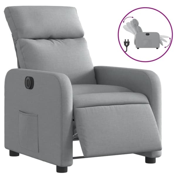 vidaXL Elektrisk reclinerfåtölj ljusgrå tyg