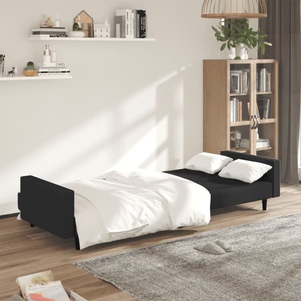 vidaXL Bäddsoffa 2-sits svart sammet