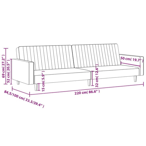 vidaXL Bäddsoffa 2-sits svart sammet