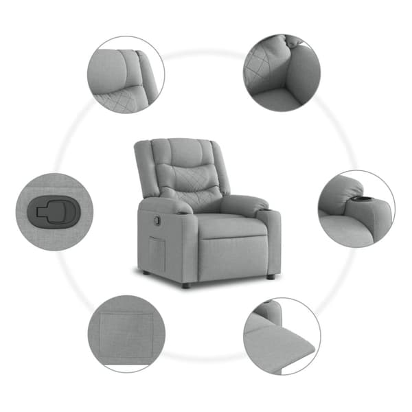 vidaXL Reclinerfåtölj ljusgrå tyg