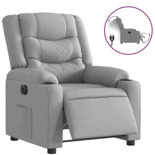 vidaXL Elektrisk reclinerfåtölj ljusgrå tyg