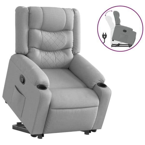 vidaXL Reclinerfåtölj med uppresningshjälp ljusgrå tyg