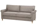 Miniatyrbilde 4 av 11: 3-seters sofa lysebrun stoff med treramme og sittepute Stue