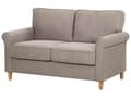 Miniatyrbilde 4 av 11: Sofa Lysebrunt stoff med treramme og spiralfjærer Stue 2-seter