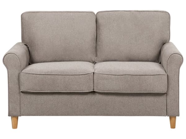 Sofa Lysebrunt stoff med treramme og spiralfjærer Stue 2-seter