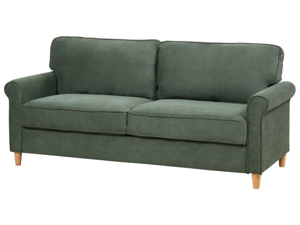 3-seters sofa Mørkegrønn kordfløyel stoff Treramme lommefjærer Stue Ribbet 2-seter