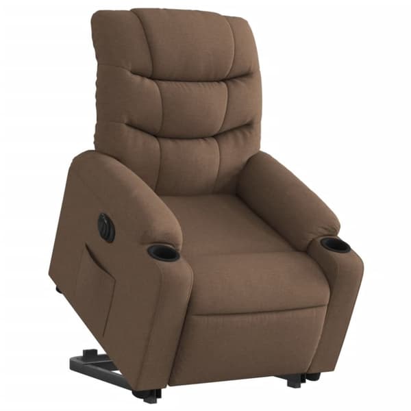 vidaXL Elektrisk reclinerfåtölj med uppresningshjälp brun tyg