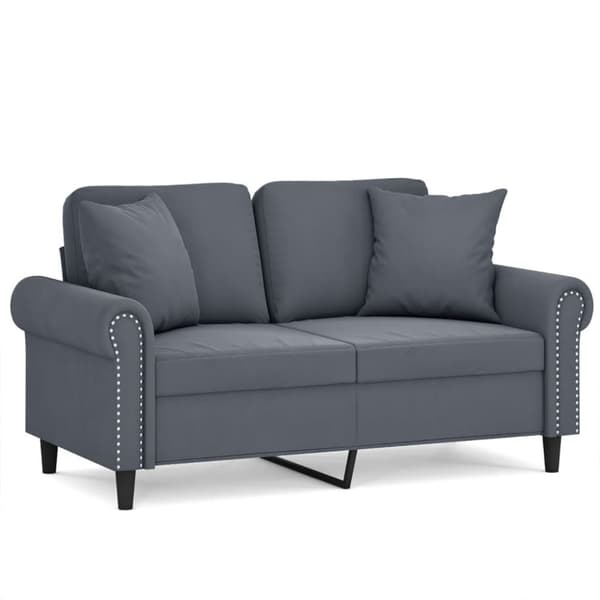 vidaXL 2-personers sofa med pyntepuder 120 cm velour mørkegrå