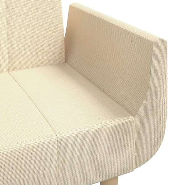 vidaXL Bäddsoffa 2-sits med två kuddar gräddvit tyg