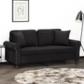 Miniatyrbillede 8 af 8: vidaXL 2-personers sofa med pyntepuder 140 cm velour sort