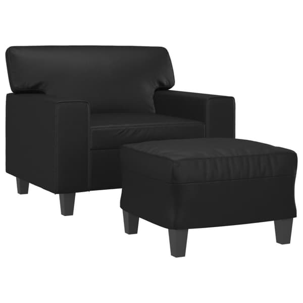 vidaXL Fåtölj med fotpall svart 60 cm konstläder