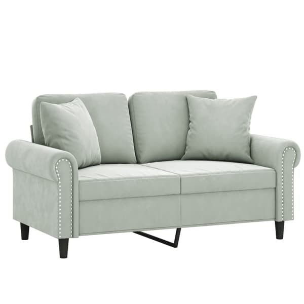 vidaXL 2-personers sofa med pyntepuder 120 cm velour lysegrå