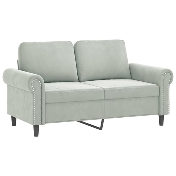 vidaXL 2-personers sofa med pyntepuder 120 cm velour lysegrå