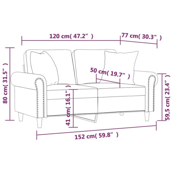 vidaXL 2-personers sofa med pyntepuder 120 cm velour lysegrå