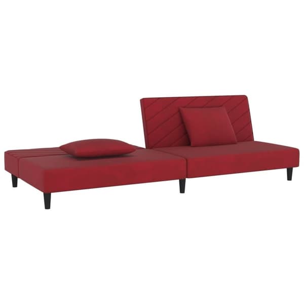 vidaXL 2-personers sovesofa med 2 puder fløjl vinrød
