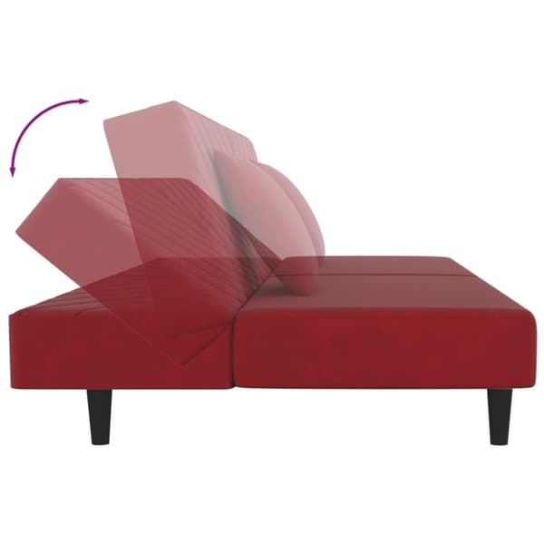 vidaXL 2-personers sovesofa med 2 puder fløjl vinrød