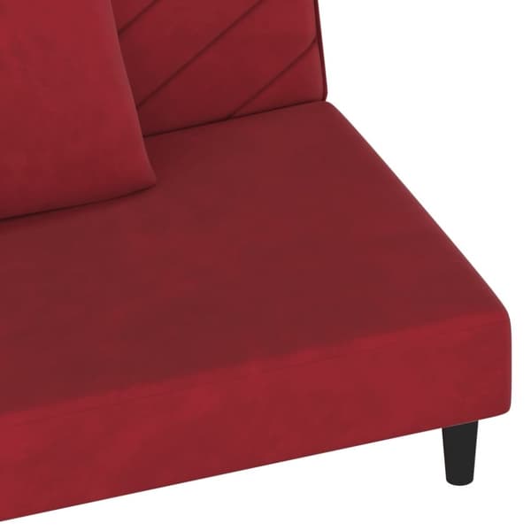 vidaXL 2-personers sovesofa med 2 puder fløjl vinrød