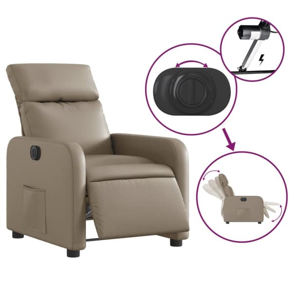 vidaXL Elektrisk reclinerfåtölj cappuccino konstläder