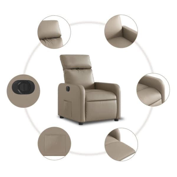 vidaXL Elektrisk reclinerfåtölj cappuccino konstläder