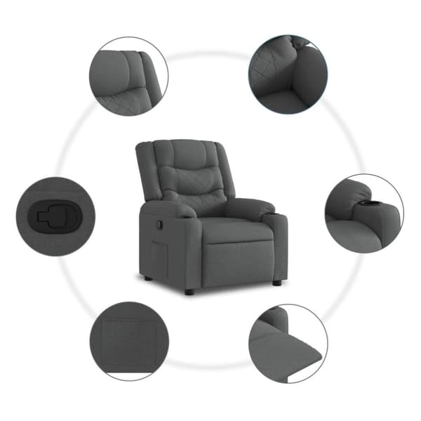 vidaXL Reclinerfåtölj mörkgrå tyg