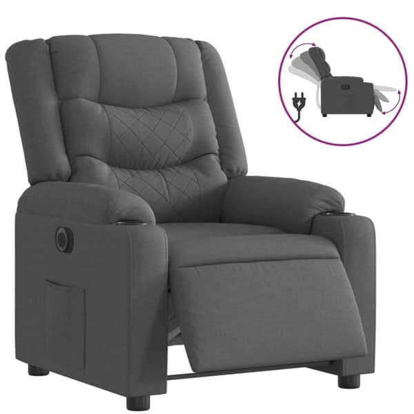 vidaXL Elektrisk reclinerfåtölj mörkgrå tyg