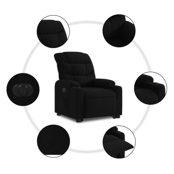vidaXL Elektrisk reclinerfåtölj med uppresningshjälp svart tyg