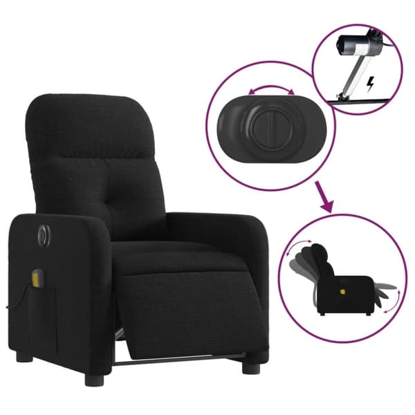vidaXL eldrevet massagestol stof sort