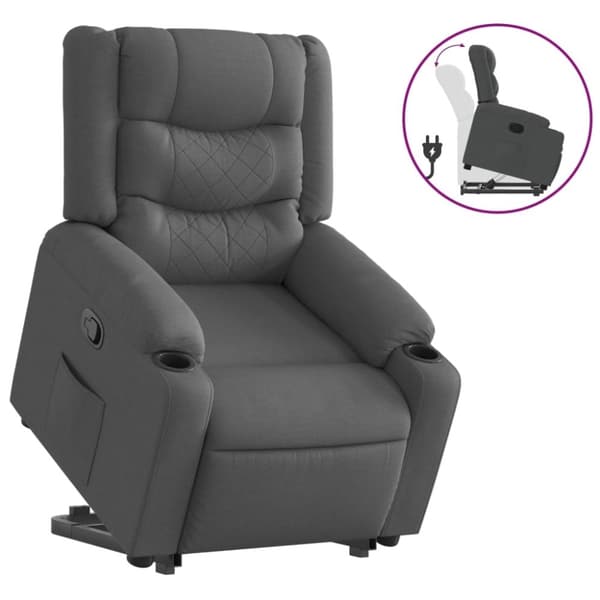 vidaXL Reclinerfåtölj med uppresningshjälp mörkgrå tyg