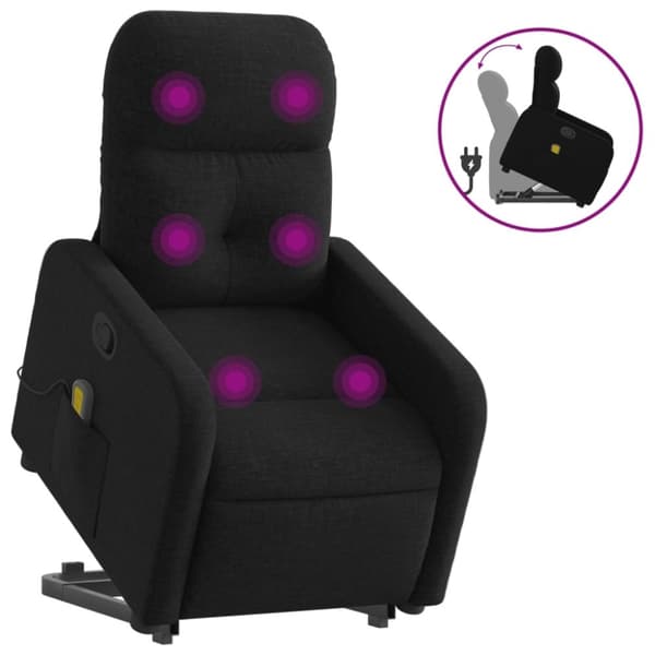 vidaXL Massagefåtölj med uppresningshjälp svart tyg