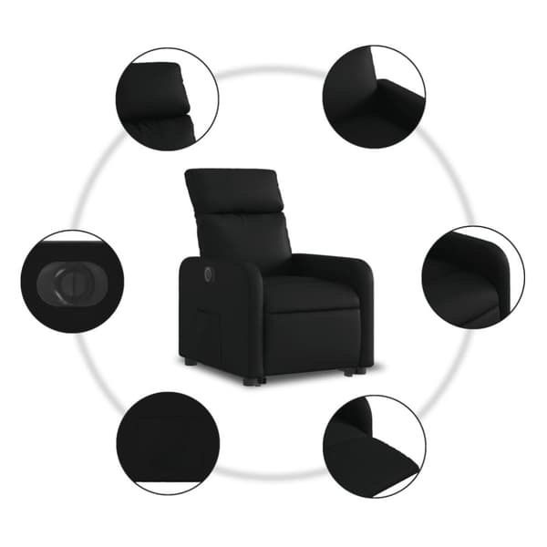 vidaXL Reclinerfåtölj med uppresningshjälp svart konstläder