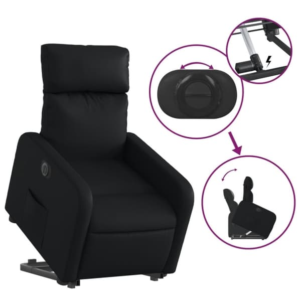 vidaXL Reclinerfåtölj med uppresningshjälp svart konstläder